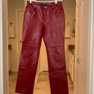Red leather pants